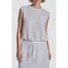 Dkny Drawstring Hem Linen Top In White