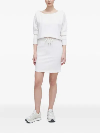 Dkny Drawstring Long-sleeve Mini Dress In White