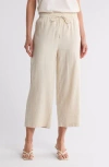 Dkny Drawstring Waist Linen Blend Pants In Natural