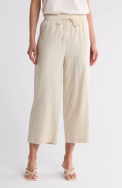 Dkny Drawstring Waist Linen Blend Pants In Natural