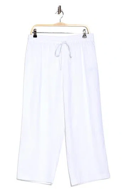Dkny Drawstring Waist Linen Blend Pants In White
