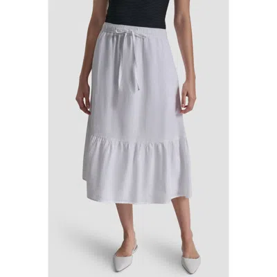 Dkny Drawstring Waist Linen Midi Skirt In White