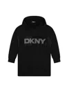 Dkny Hooded Long-sleeve Dress In Black