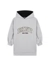 Dkny Logo-embroidered Hooded Dress In Grey