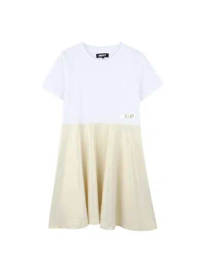 Dkny Cotton-stretch Dress In Yellow