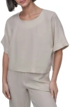 Dkny Drop Shoulder Boxy Linen Top In Gray