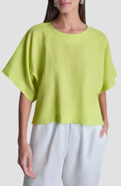 Dkny Drop Shoulder Boxy Linen Top In Metallic
