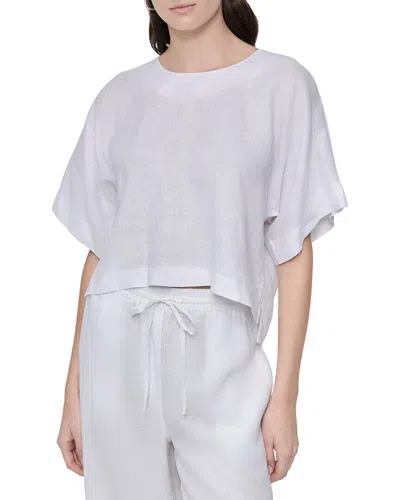 Dkny Drop Shoulder Linen Top In White