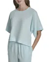 Dkny Drop Shoulder Boxy Linen Top In Blue