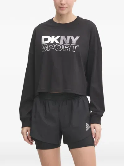 Dkny Drop-shoulder Long-sleeve T-shirt In Black