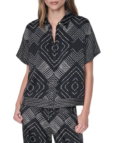 Dkny Drop-shoulder Printed Top In Black