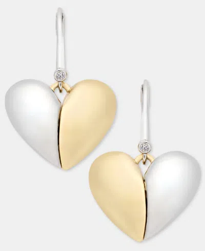 Dkny Dynamic Heart Drop Earrings In Metallic
