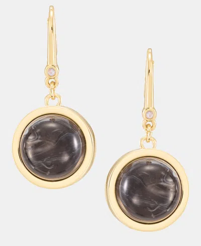 Dkny Dynamic Jet Cabochon Drop Earrings In Black