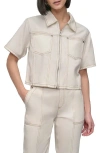 Dkny Ecru Crop Denim Jacket In Neutral