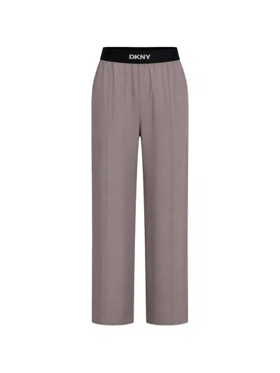 Dkny Elasticated Wide-leg Trousers In Gray