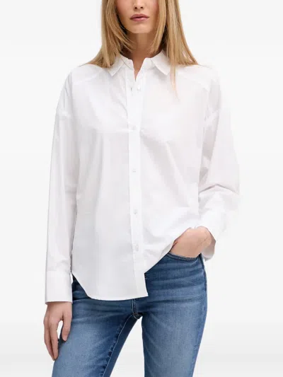 Dkny Elasticated-waist Buttoned Shirt In White