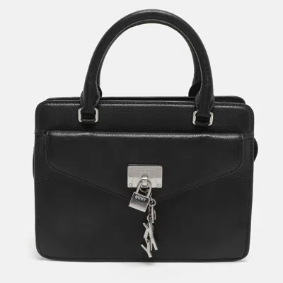 Pre-owned Dkny Elissa Black Leather Satchel