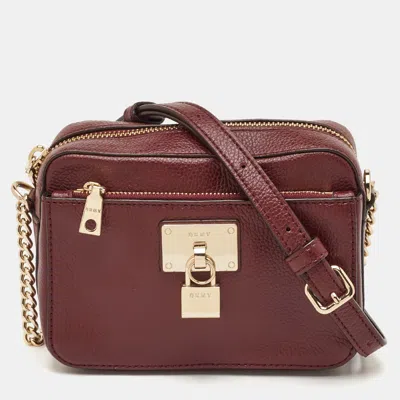 Pre-owned Dkny Elissa Burgundy Leather Camera Crossbody Bag