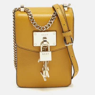 Pre-owned Dkny Elissa North South Yellow Leather Crossbody Bag