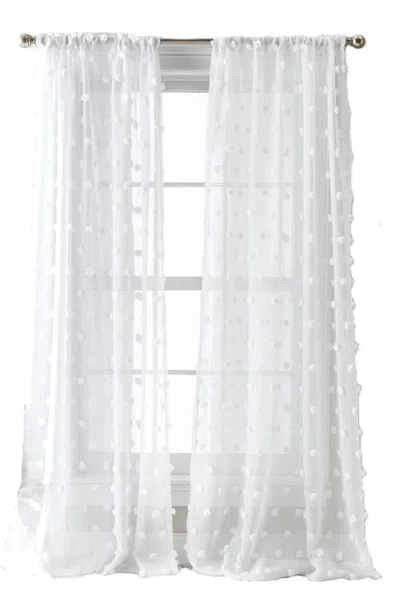 Dkny Ella Floral Print Set Of 2 Poletop Curtain Panels In White