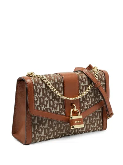 Pre-owned Dkny Ella Padlock Shoulder Bag In Brown