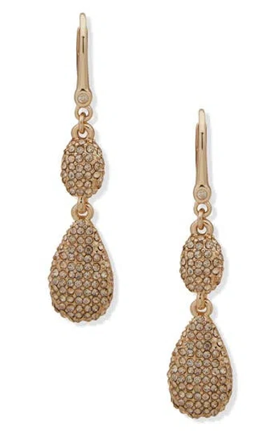 Dkny Ellwood Pavé Crystal Double Drop Earrings In Gold