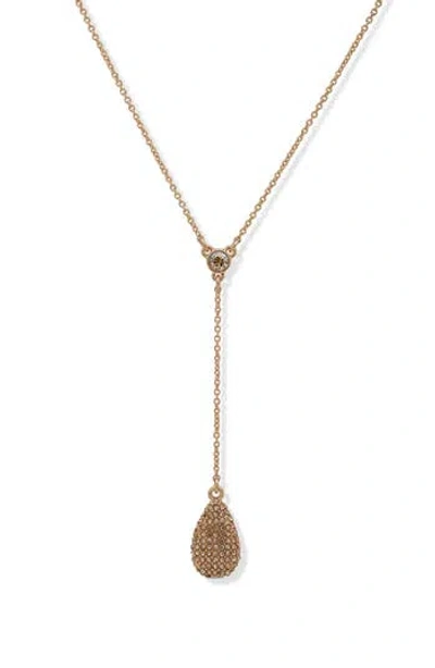 Dkny Ellwood Pavé Crystal Teardrop Y-necklace In Gold/crystal Golden Shadow