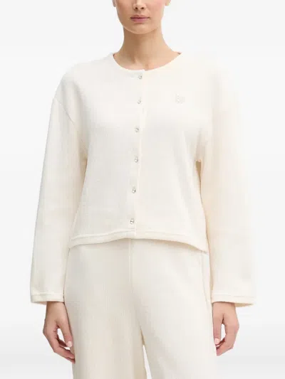 Dkny Embellished Button Cardigan In White