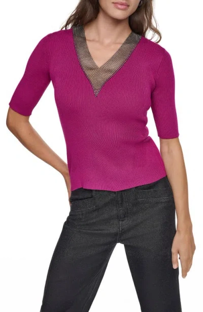 Dkny Embellished V-neck Sweater In Multi