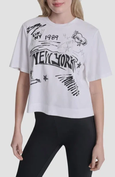 DKNY DKNY EMBROIDERED 1989 NOTEBOOK SCRIBBLES GRAPHIC T-SHIRT