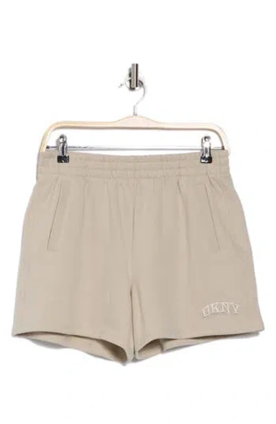 Dkny Embroidered Logo Fleece Shorts In Pebble