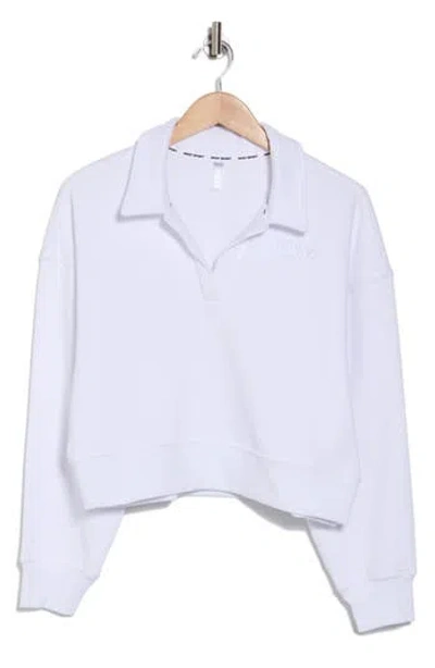 Dkny Embroidered Logo Johnny Collar Sweatshirt In White