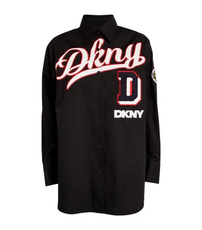 Dkny Embroidered Patchwork Shirt In Black