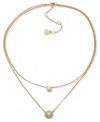 Dkny Emerald Gold-tone 2-row Pendant Necklace In Gold