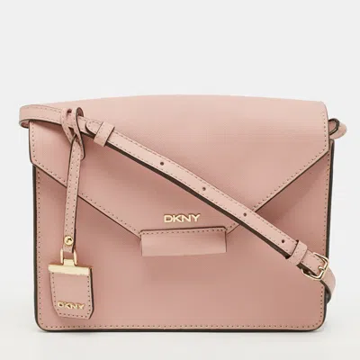 Pre-owned Dkny Envelope Flap Pink Leather Shoulder Bag