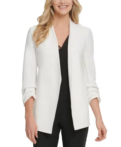 Dkny Essential Open Front Jacket In White
