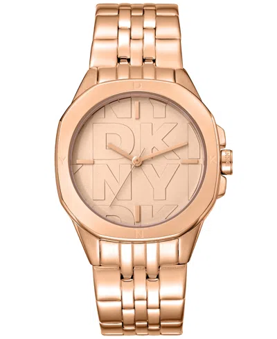 Dkny Everyday Astoria Logo Champagne Womens Watch In Gold
