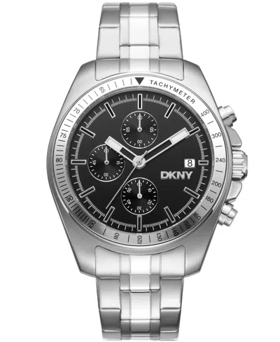 Dkny Everyday Central Park Chrono Black Dial Silver Men's Watch In Multi