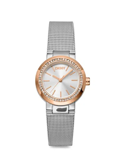 Dkny Everyday Crystal-embellished 28mm Watch In Metallic