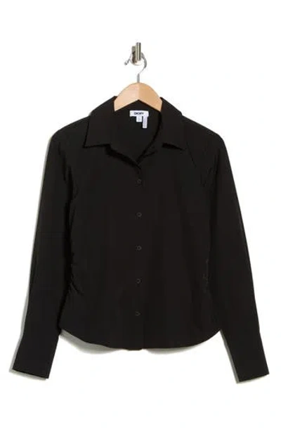 Dkny Everyday Stretch Long Sleeve Button-up Shirt In Black
