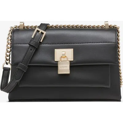 Dkny Evie Flap Shoulder In Blk/gold