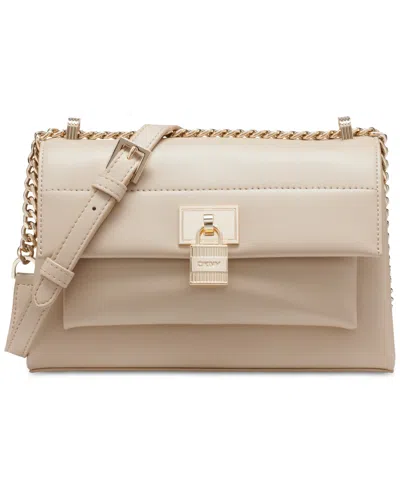 Dkny Evie Small Leather Flap Crossbody In Lt Khaki