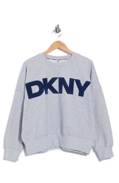 Dkny Exploded Flocked Logo Blouson Sweatshirt In Gray