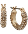 DKNY EXTRA-SMALL PAVE CRYSTAL HOOP EARRINGS, 0.35"