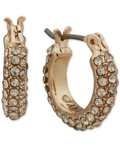 Dkny Extra-small Pave Crystal Hoop Earrings, 0.35" In Gold
