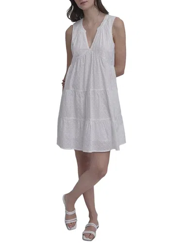 Dkny Eyelet Tiered Dress In Silver
