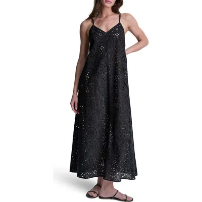 Dkny Eyelet V-neck Cover Up Maxi Dress In Black