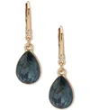 Dkny Faceted Stone Gold-tone Teardrop Earrings In Blue