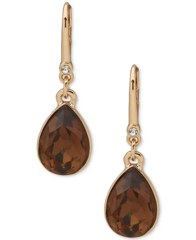 Dkny Faceted Stone Gold-tone Teardrop Earrings