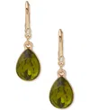 Dkny Faceted Stone Gold-tone Teardrop Earrings In Green